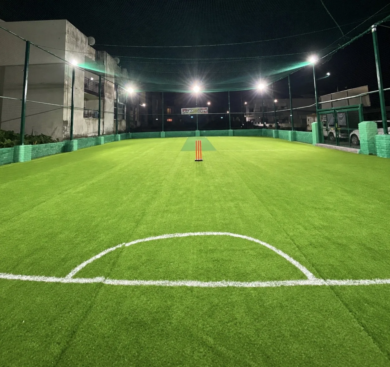 A view of the green turf at Arena Seven